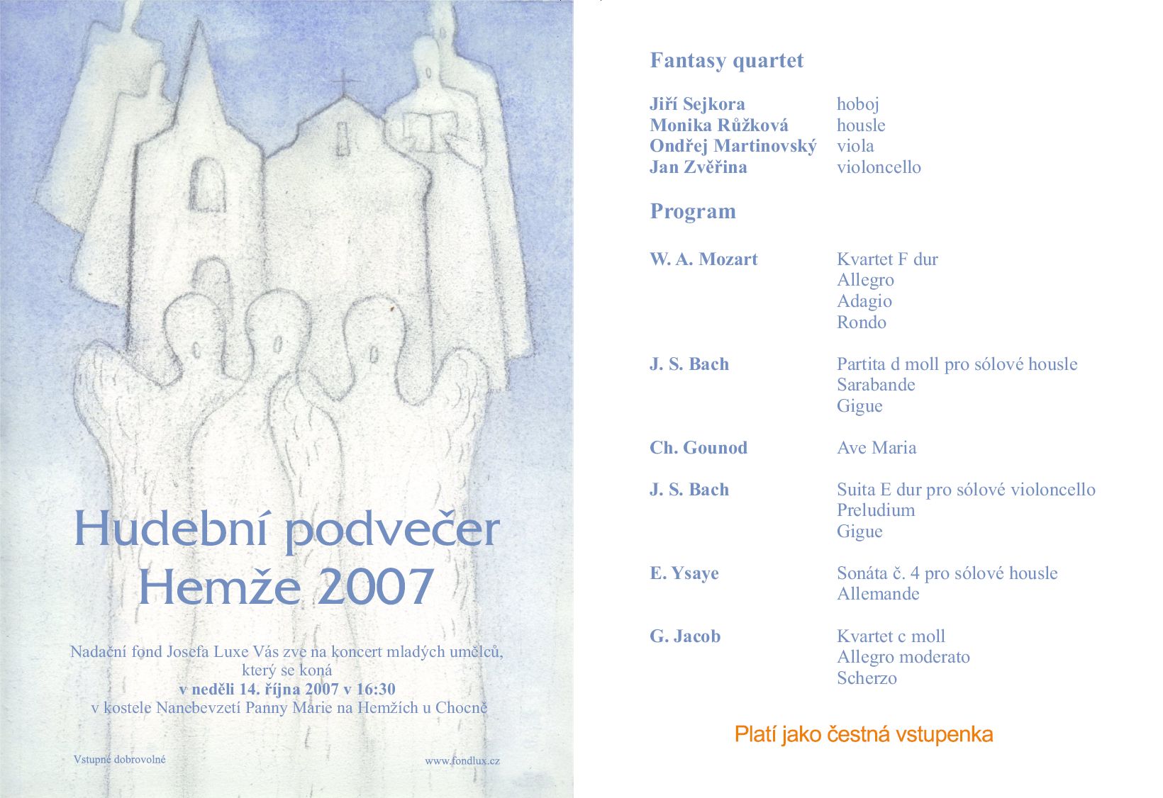 Pozvanka na hudebn� podve�er Hem�e 2007